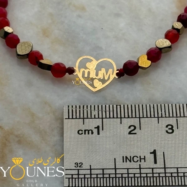 دستبند مام قلبی mom طلا لیزری